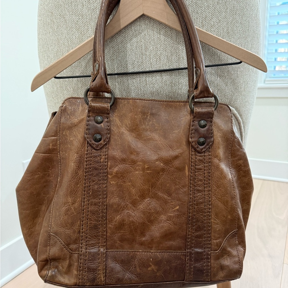 Frye Leather Tote Bag Brown Distressed Leather Shoulder Bag